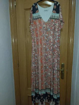 Vestido largo estampado naranja