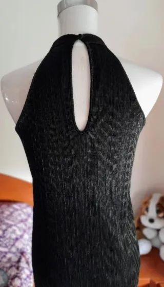 Only Vestido Maxi Negro/Plata Cuello Halter S o 36