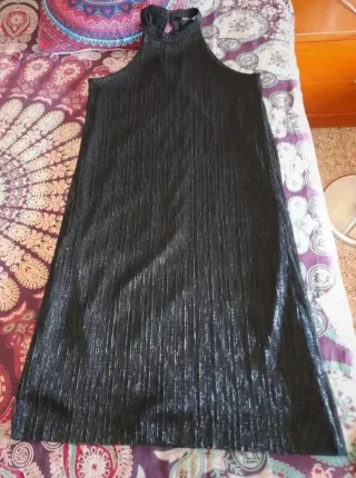 Only Vestido Maxi Negro/Plata Cuello Halter S o 36