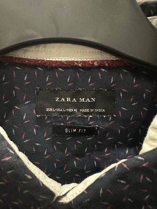 Camisa Zara Slim Fit Estampada Talla M