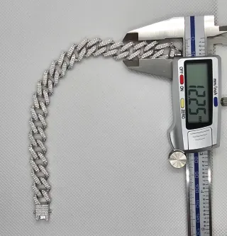 Pulsera Plata 925 Cubana con P/ Blancas