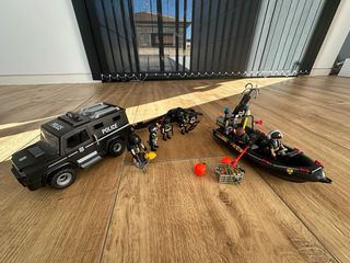 Lancha y vehículo policía Playmobil