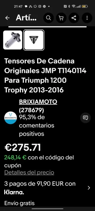 Tensor Cadena Distribución Triumph trophy / Tiger.