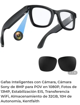 Occhiali intelligenti con fotocamera Sony 8MP 1080P WiFi