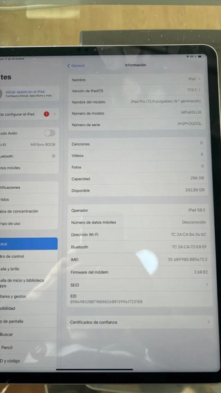iPad Pro 12.9 6ª Gen 256GB Grigio Wifi+LTE