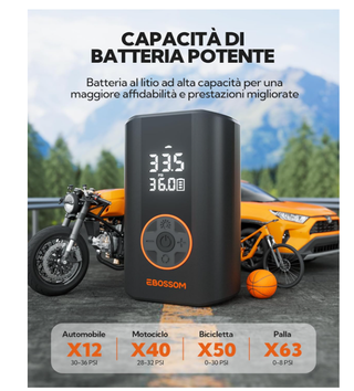 Compressore Aria Portatile 10.3 Bar Auto