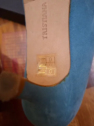 Zapatos de tacón azul, de ante,  5 cm