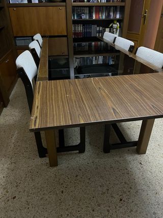 Mesa de comedor cristal y madera