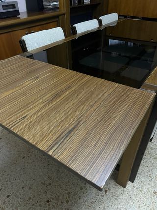 Mesa de comedor cristal y madera