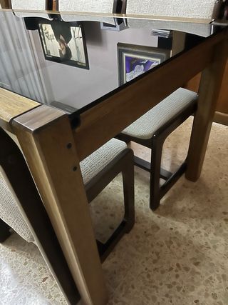 Mesa de comedor cristal y madera