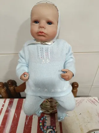 Muñeco reborn bebé azul 48 cm