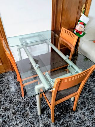Mesa de cristal extensible