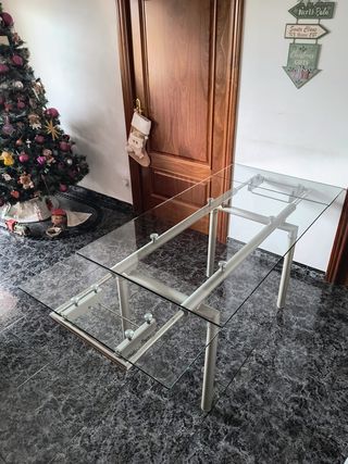 Mesa de cristal extensible