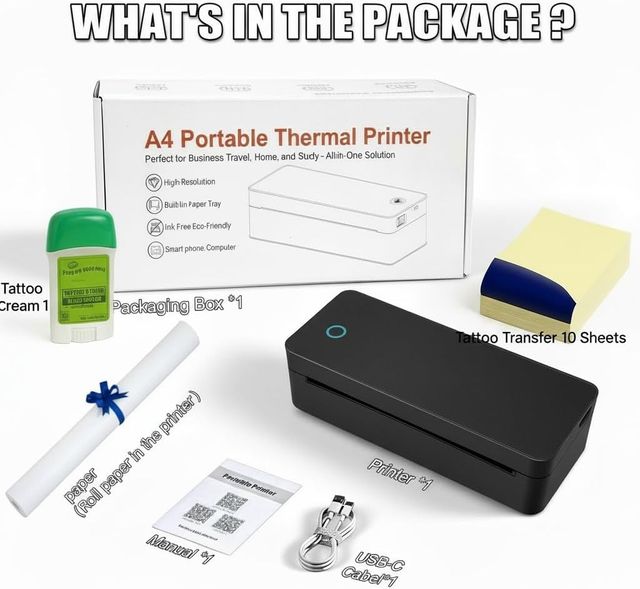 Impresora Tatuajes Térmica A4 Negra