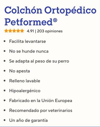 Colchoneta Ortopédica Perro Petformed Negra