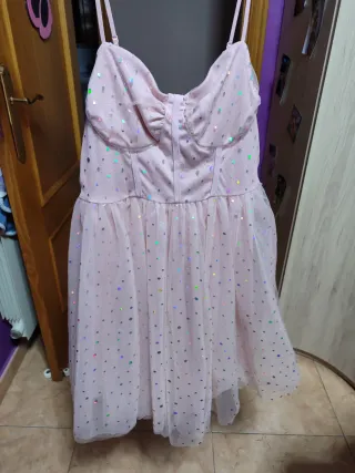 Vestido fiesta lentejuelas rosa