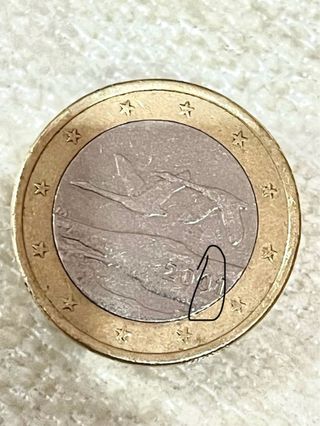 Moneda 1 Euro Finlandia Error Impresión 2001