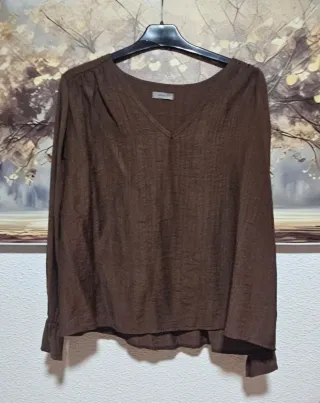 Blusa manga larga marrón chocolate
