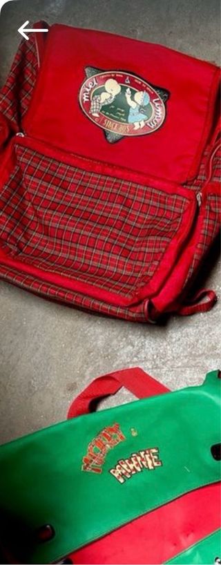 Confezione di due zaini vintage usati: uno di Miele e Limone e uno di Mickey