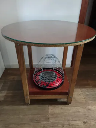 Mesa camilla con cristal, estufa y protector