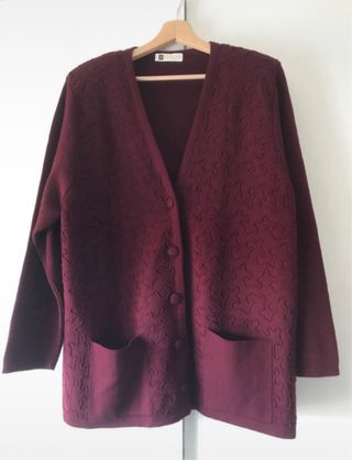Cárdigan lana burdeos vintage T.XL/XXL