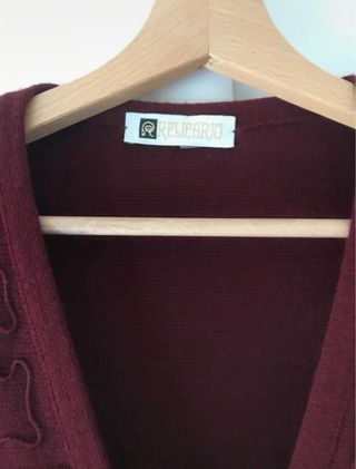 Cárdigan lana burdeos vintage T.XL/XXL