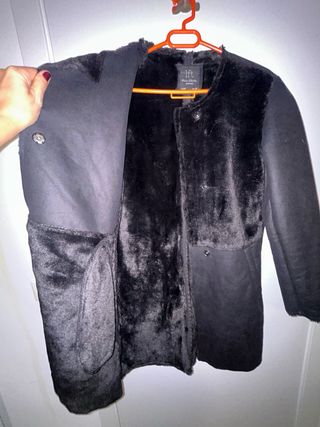 Abrigo negro paño y pelo