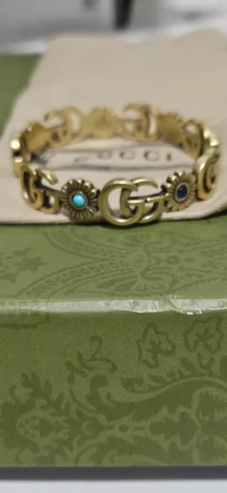 Bracciale Gucci GG con fiori turchese e blu