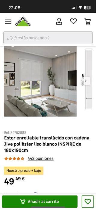 Estor Inspire Jive 180x190 cm Blanco Translúcido