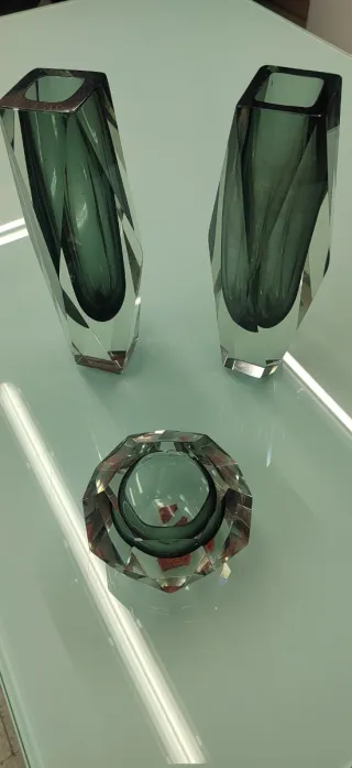 Set da tavolo in vetro di Murano grigio