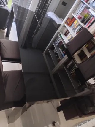 Mesa comedor extensible cristal y metal