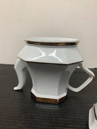 Teiera in porcellana bianca e oro bavaria