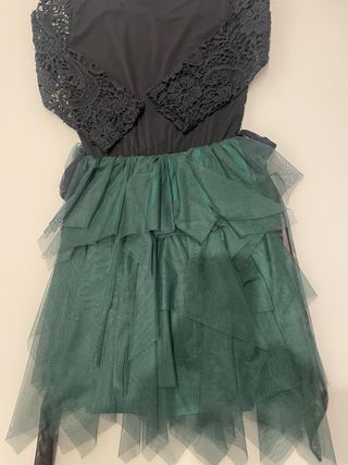 Vestido Negro y Verde Encaje Tul