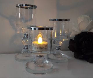 Set di 3 portacandele in cristallo