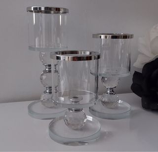 Set di 3 portacandele in cristallo