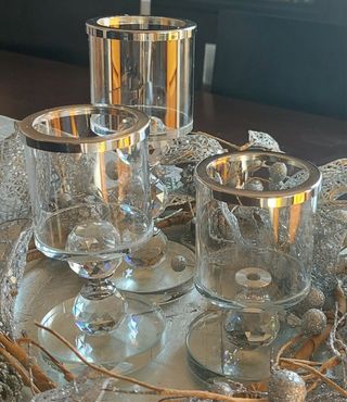 Set di 3 portacandele in cristallo