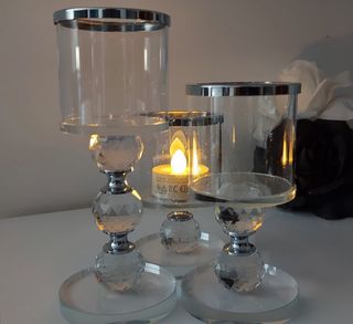 Set di 3 portacandele in cristallo