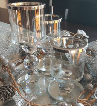 Set di 3 portacandele in cristallo