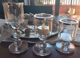 Set di 3 portacandele in cristallo