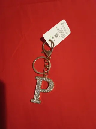 Portachiavi lettera P con strass