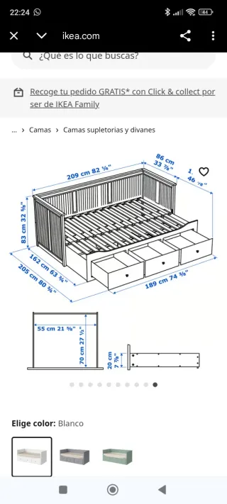 Diván Cama Nido IKEA HEMNES Blanco