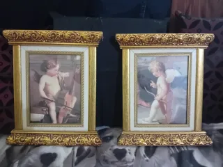 2 Quadri Angeli con Cornice Dorata