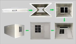 Caseta obra contenedor modular panel plegable