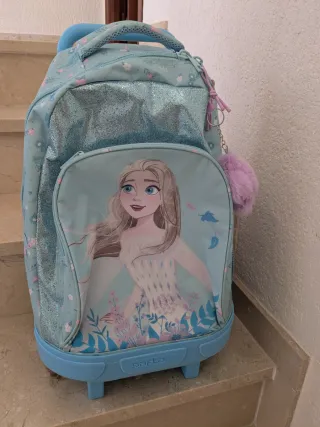 Mochila Ruedas Frozen II Niña Azul Claro