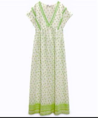 Vestido largo Zara estampado verde