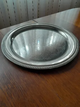 Juego de té plateado con bandeja