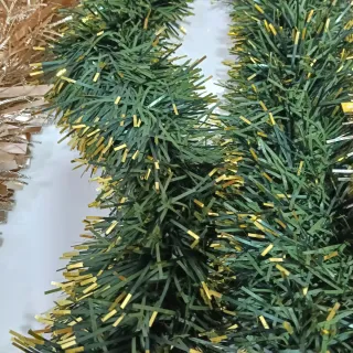 Espumillón Navideño Dorado y Verde