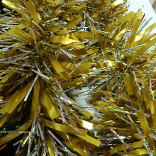 Espumillón Navideño Dorado y Verde