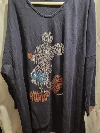 Camiseta Larga Mickey Mouse Brillante Talla XL