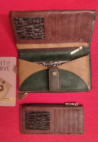 Cartera Anekke Tarjetero Marrón y Verde